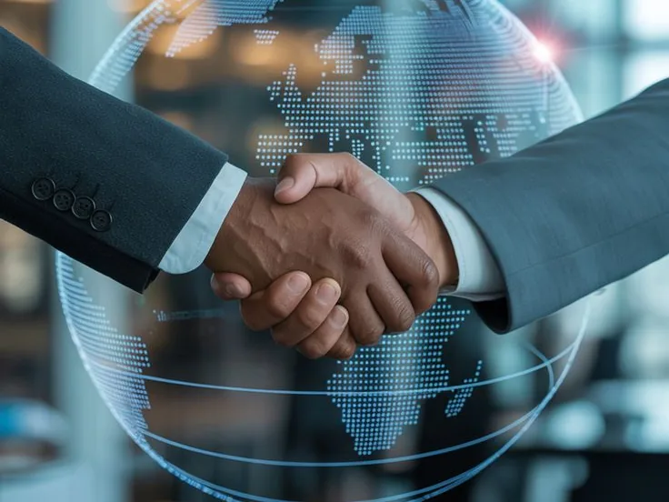 A close view of a business handshake